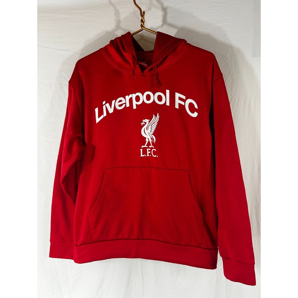 Liverpool FC Logo Soccer Pullover Hoodie Sweatshirt Red Men's Size Small YNWA!